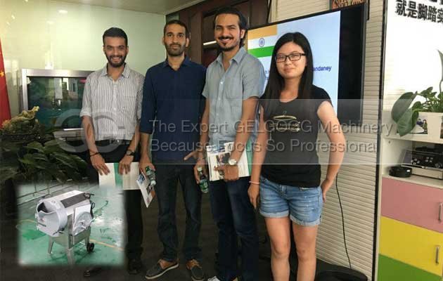 india customers visit belt type vegetable cutting machine